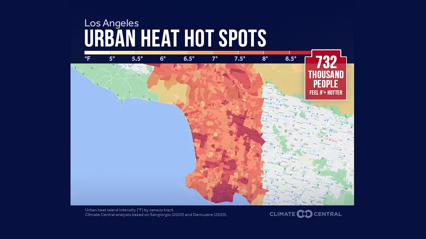 LA urban heat hot spots